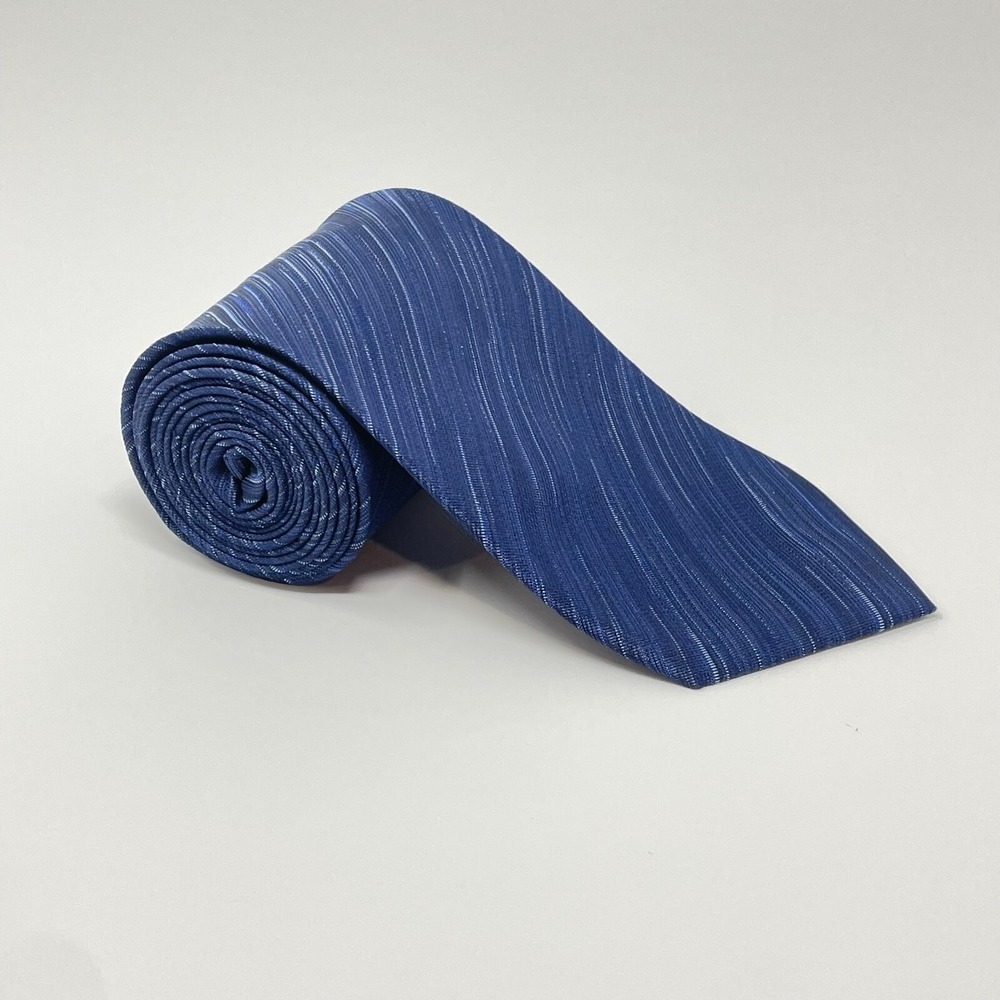 Marc Anthony Blue Striped Silk Tie Necktie